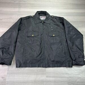 National Patrol Jacket Mens 2XL Black Nylon Bomber Insulated Lined Duty